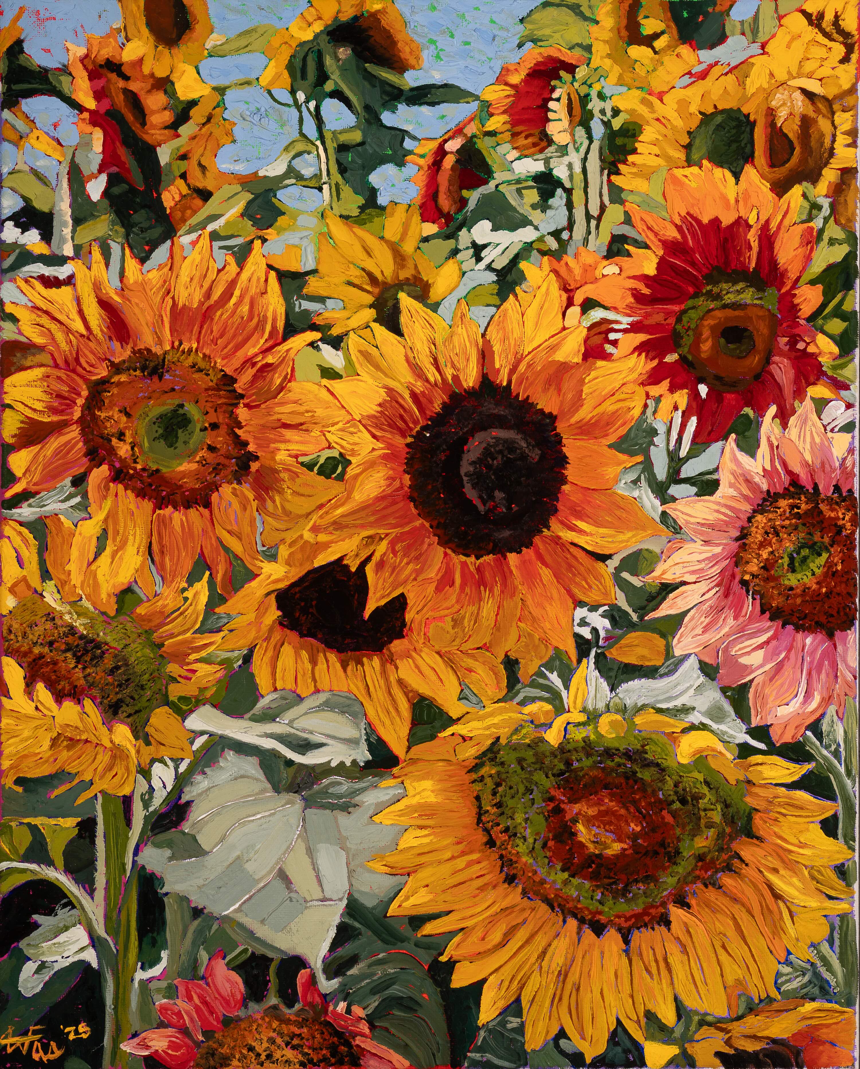 油絵 絵画 【sunflower】 Sunflowers Original – Brittany Was Gallery